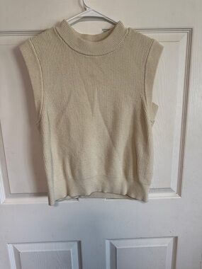 a new day Cream Ribbed Sleeveless Mock Neck Tank
